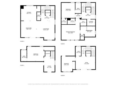 Floor plan of all of the interior living areas. (Not including garage, third floor balcony or roof patio)