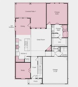 Structural options include: Gourmet kitchen 2, lifestyle space, slide-in-tub at primary bath, study in place of dining, fireplace, and windows at dining.