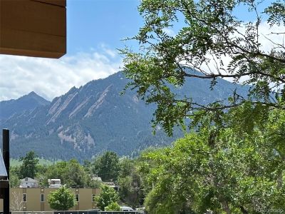 Balcony views of the Flatirons