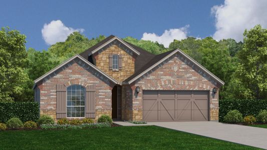 Plan 1521 Elevation B with Stone by American Legend Homes