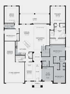 Structural options include: Bonus room, gourmet kitchen, tray ceilings, wood stairs, shower at bath 3, shower at bath 4, 8 ft doors, door at media room, pocket slider at gathering room, and laundry tub and cabinet.