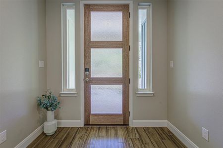 Modern door with combo lock.