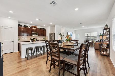 Open Floor plan with dining, kitchen and living
