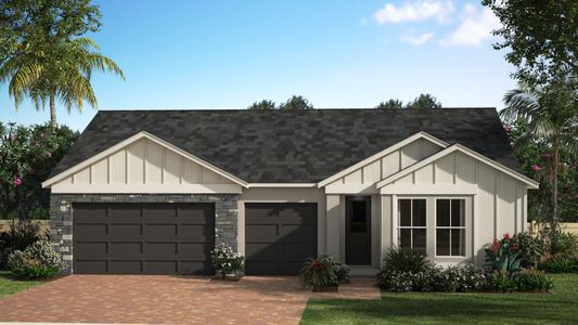 Modern Farmhouse Elevation | Cypress | Courtyards at Waterstone | New homes in Palm Bay, FL | Landsea Homes