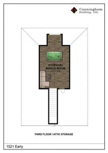 Rendering of the third floor to show spaceand layout. Buyer/ buyer's agent are responsible for verifying all specs and details