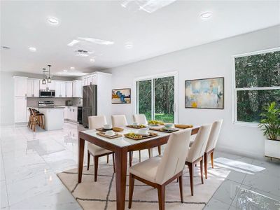 Virtually staged dining area