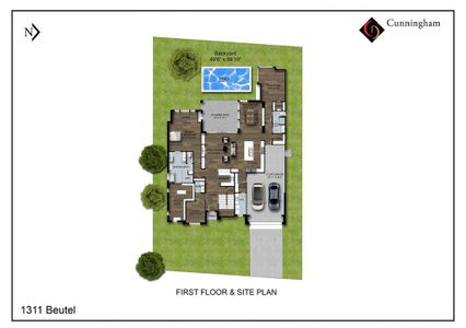 Rendering of the first floor and site plan to show space and layout. Buyer/ buyer's agent to verify all specs