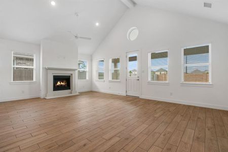 Large family room with tons of natural light.  Gas log fireplace too for those cozy evenings.