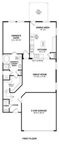 The Darlington II floor plan by K. Hovnanian Homes. 1st Floor shown. *Prices, plans, dimensions, features, specifications, materials, and availability of homes or communities are subject to change without notice or obligation.