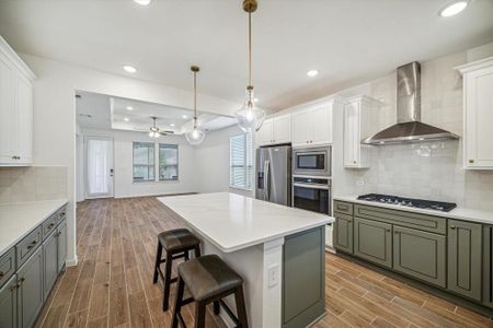 View from the front door into the kitchen and living