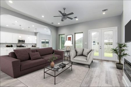 Staged photo of living room