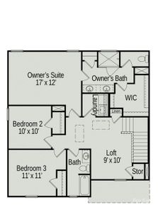 Benson II, Elv. B Second Floor layout with options