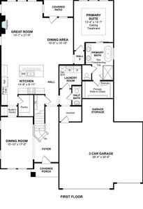 The El Paso floor plan by K. Hovnanian Homes. 1st Floor shown. *Prices, plans, dimensions, features, specifications, materials, and availability of homes or communities are subject to change without notice or obligation.