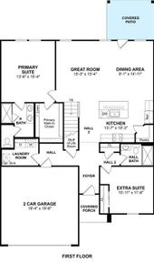 The Sweet Pea floor plan by K. Hovnanian Homes. 1st Floor shown. *Prices, plans, dimensions, features, specifications, materials, and availability of homes or communities are subject to change without notice or obligation.