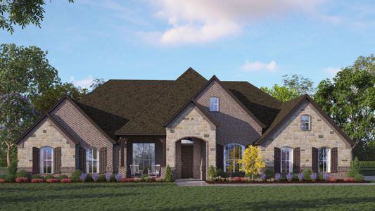 Elevation B with Stone | Concept 3634 at The Meadows in Gunter, TX by Landsea Homes