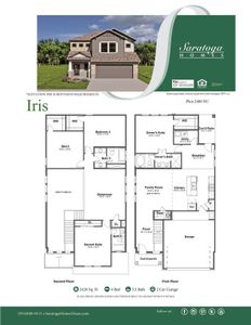 Saratoga Iris Plan features 4 bedrooms, 3 full baths, 1 half bath and over 2,400 square feet of living space.