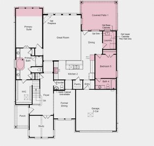 Structural options include: covered patio 1, extended primary suit, gourmet kitchen 2, 5th bedroom and bath in lieu of tandem garage space, shower/mudset at bath 4, shower 1 with mudset at primary suite.