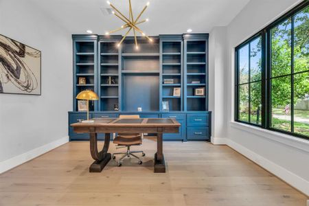 Study with built-in cabinetry