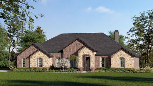 Elevation A with Stone | Concept 2406 at Hidden Creek Estates in Van Alstyne, TX by Landsea Homes
