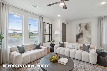 The family room in our Parker plan is large enough to host the entire family!  REPRESENTATIVE PHOTO