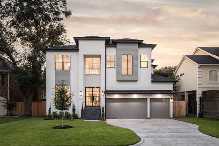 Sophisticated style meets Bellaire convenience in this stunning new five-bedroom, a five-and-a-half-bathroom showplace featuring premium finishes, a flexible layout, an attached three-car garage with EV pre-wiring, and a fenced yard complete this home.