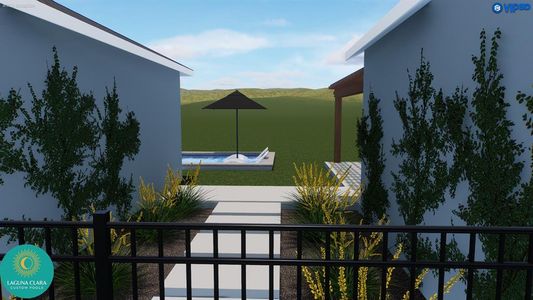 Rendering of walkway between garage and home when pool and home are completed.