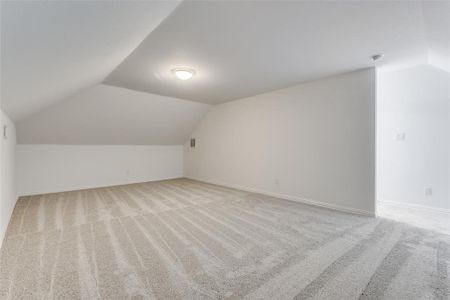 Bonus room featuring light carpet and lofted ceiling