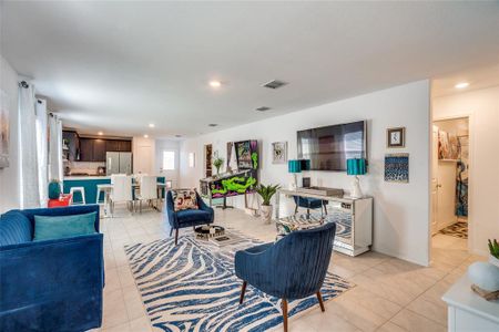 View of tiled living room from entrance