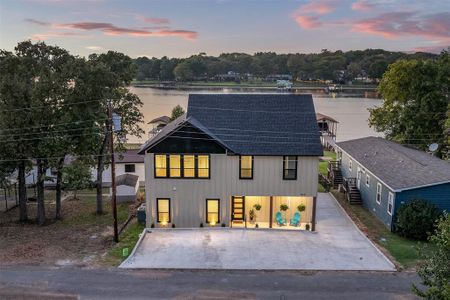 Modern farmhouse with a water view