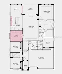 Floor Plan - Structural options added include: gourmet kitchen, outdoor kitchen rough-in, sliding glass door at the dining area, and study in place of a flex room.