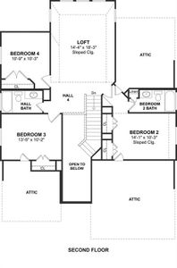 The Sawyer II floor plan by K. Hovnanian Homes. 2nd Floor shown. *Prices, plans, dimensions, features, specifications, materials, and availability of homes or communities are subject to change without notice or obligation.