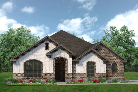 Elevation A with Stone and Outswing | Concept 2186 at Summer Crest in Fort Worth, TX by Landsea Homes