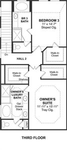 The Radcliffe II floor plan by K. Hovnanian Homes. 3rd Floor shown. *Prices, plans, dimensions, features, specifications, materials, and availability of homes or communities are subject to change without notice or obligation.