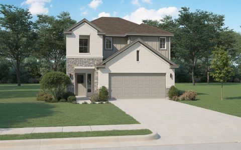 New construction Single-Family house 8006 Shining Flor Run, Lago Vista, TX 78645 Mesquite | Lakeside at Tessera- photo 0