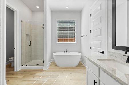 Relax in the large soaking tub or enjoy the spacious, standing shower.