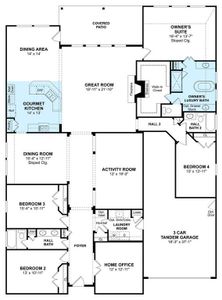The Elaine floor plan by K. Hovnanian Homes. 1st Floor shown. *Prices, plans, dimensions, features, specifications, materials, and availability of homes or communities are subject to change without notice or obligation.