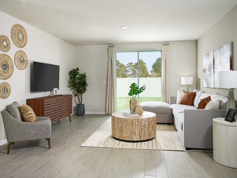 Great Room of the Acadia floorplan modeled at Park East.