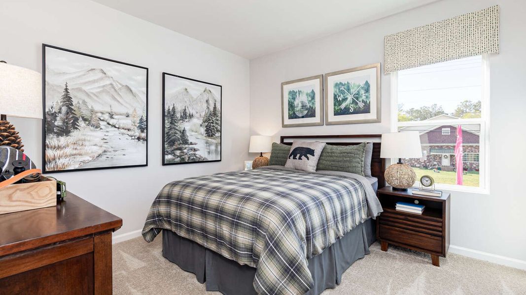 bedroom with bright window