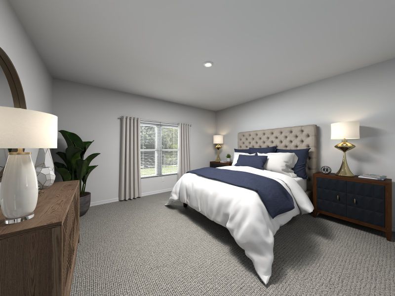 Virtual rendering of primary bedroom in Arlo floorplan