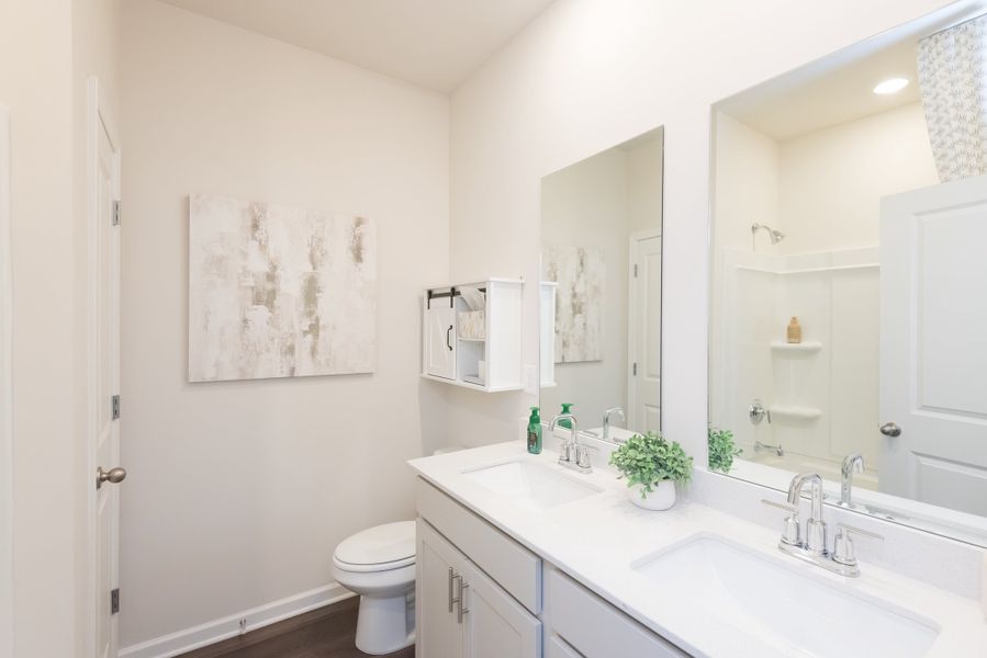 Host guests comfortably with a full bathroom on the main level.