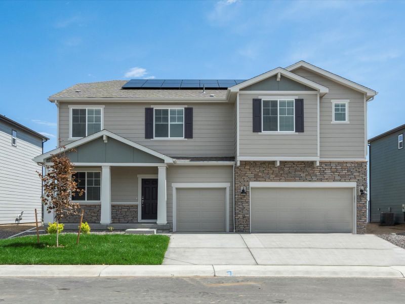 The Fraser floorplan exterior images taken at a Meritage Homes community in Northern Colorado.