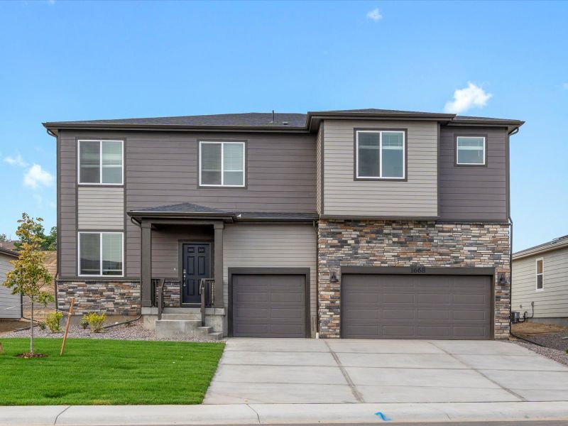 Fraser floorplan exterior image taken at a Meritage Homes community in Northern Colorado.