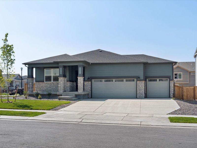 Byers floorplan exterior images taken at a Meritage Homes community in Commerce City, CO.