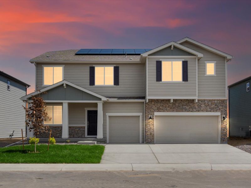 The Fraser floorplan exterior images taken at a Meritage Homes community in Northern Colorado.