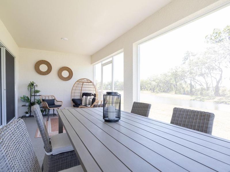 Or, dine al fresco on your spacious covered lanai - Serendipity home plan