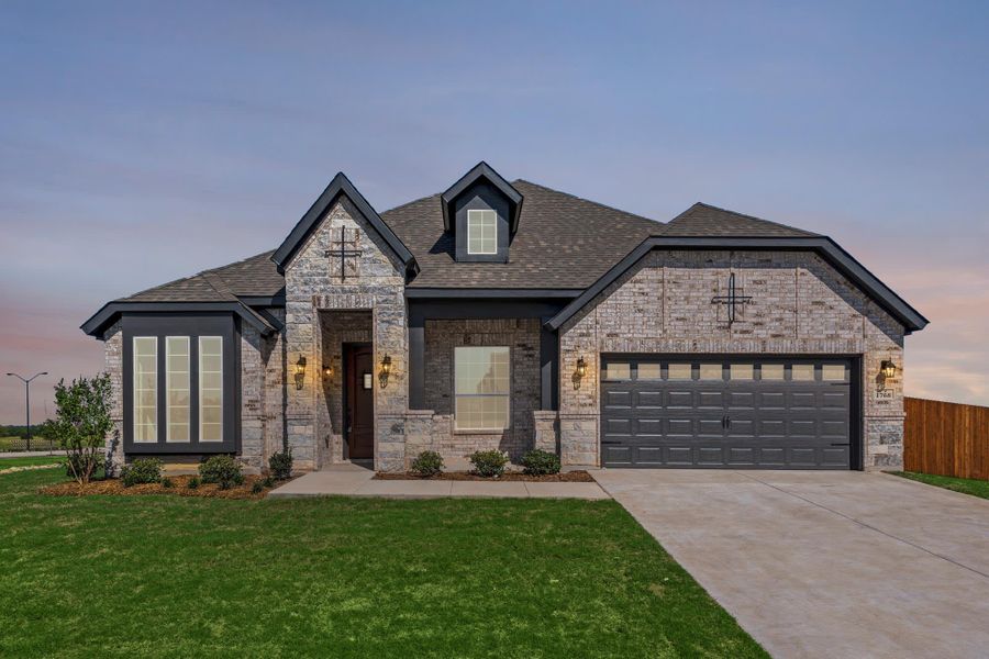 Elevation B with Stone | Concept 2533 at Abe's Landing in Granbury, TX by Landsea Homes
