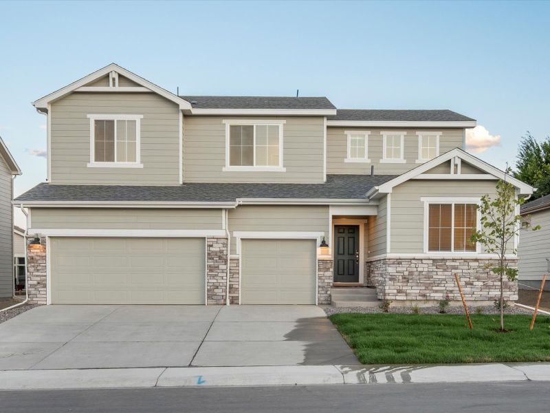 Berthoud floorplan exterior image taken at Poudre Heights, a Meritage Homes community in Windsor, CO.