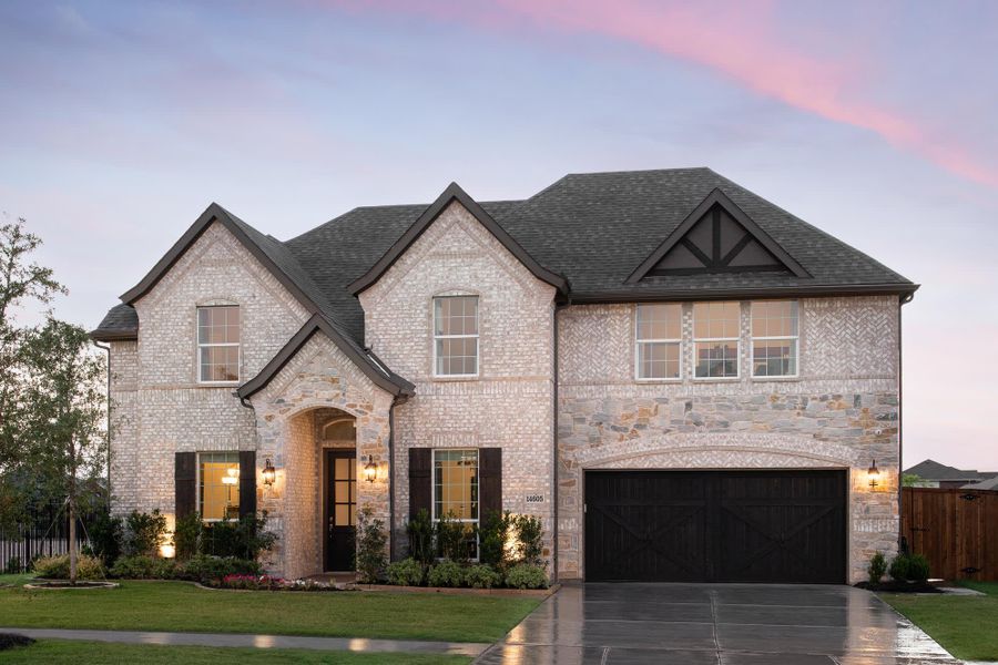 Elevation A with Stone | Concept 3135 at Abe's Landing in Granbury, TX by Landsea Homes