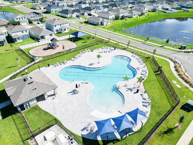 Amenities at Astonia include a beautiful pool, cabana, and playground, plus a dog park and open play area.