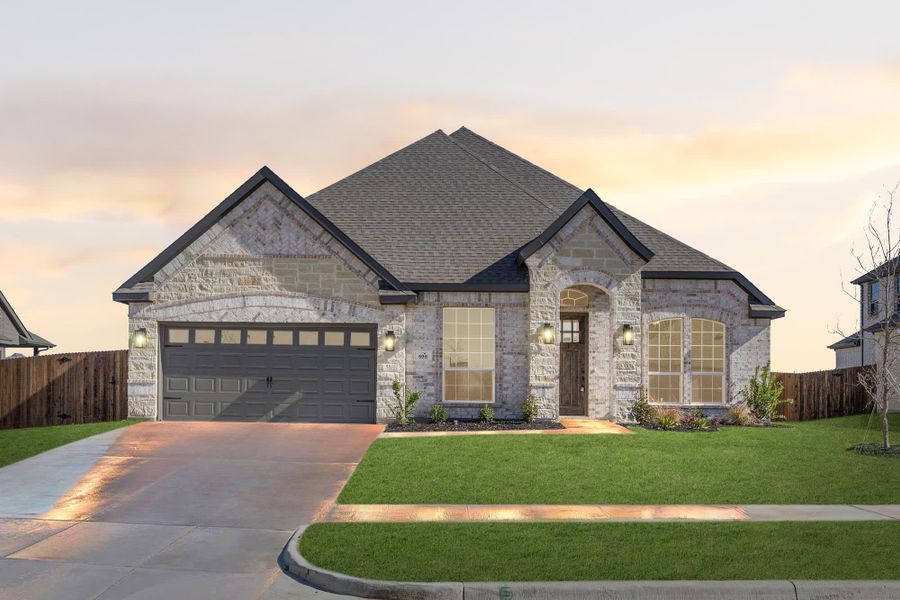Elevation A with Stone | Concept 2622 at Abe's Landing in Granbury, TX by Landsea Homes